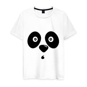 Мужская футболка хлопок с принтом Мордочка панды в Екатеринбурге, 100% хлопок | прямой крой, круглый вырез горловины, длина до линии бедер, слегка спущенное плечо. | панда