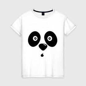 Женская футболка хлопок с принтом Мордочка панды в Екатеринбурге, 100% хлопок | прямой крой, круглый вырез горловины, длина до линии бедер, слегка спущенное плечо | панда