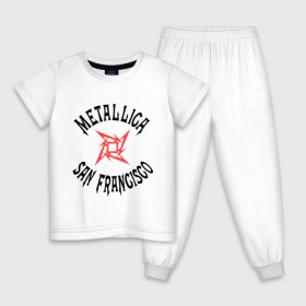 Детская пижама хлопок с принтом Metallica (San Francisco) в Екатеринбурге, 100% хлопок |  брюки и футболка прямого кроя, без карманов, на брюках мягкая резинка на поясе и по низу штанин
 | metallica | san francisco