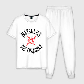 Мужская пижама хлопок с принтом Metallica (San Francisco) в Екатеринбурге, 100% хлопок | брюки и футболка прямого кроя, без карманов, на брюках мягкая резинка на поясе и по низу штанин
 | metallica | san francisco