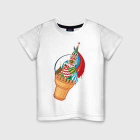 Детская футболка хлопок с принтом Кремль в Екатеринбурге, 100% хлопок | круглый вырез горловины, полуприлегающий силуэт, длина до линии бедер | Тематика изображения на принте: кремль | мороженое | москва | собор
