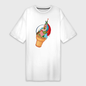 Платье-футболка хлопок с принтом Кремль в Екатеринбурге,  |  | Тематика изображения на принте: кремль | мороженое | москва | собор