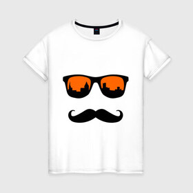Женская футболка хлопок с принтом Люблю свой город в Екатеринбурге, 100% хлопок | прямой крой, круглый вырез горловины, длина до линии бедер, слегка спущенное плечо | город | очки | усы | хипстер