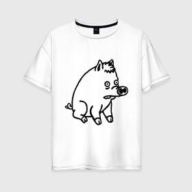 Женская футболка хлопок Oversize с принтом pig в Екатеринбурге, 100% хлопок | свободный крой, круглый ворот, спущенный рукав, длина до линии бедер
 | pig | свинья