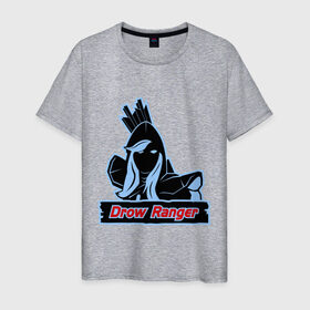 Мужская футболка хлопок с принтом Drow ranger в Екатеринбурге, 100% хлопок | прямой крой, круглый вырез горловины, длина до линии бедер, слегка спущенное плечо. | drow | ranger | дроу | рейнджер