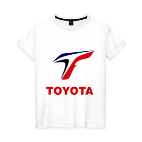 Женская футболка хлопок с принтом Тойота в Екатеринбурге, 100% хлопок | прямой крой, круглый вырез горловины, длина до линии бедер, слегка спущенное плечо | авто | автомобилистам | водителям | машина | тачка | тойота
