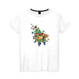 Женская футболка хлопок с принтом Майнкрафт в Екатеринбурге, 100% хлопок | прямой крой, круглый вырез горловины, длина до линии бедер, слегка спущенное плечо | для фанатов майнкрафта игра | мinecraft