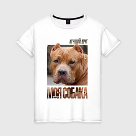 Женская футболка хлопок с принтом Американский булли в Екатеринбурге, 100% хлопок | прямой крой, круглый вырез горловины, длина до линии бедер, слегка спущенное плечо | drug | американский булли | порода | собака