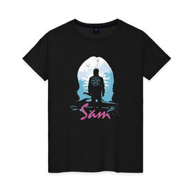 Женская футболка хлопок с принтом Supernatural - Sam в Екатеринбурге, 100% хлопок | прямой крой, круглый вырез горловины, длина до линии бедер, слегка спущенное плечо | 