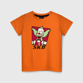 Детская футболка хлопок с принтом Супер Красти Бургер в Екатеринбурге, 100% хлопок | круглый вырез горловины, полуприлегающий силуэт, длина до линии бедер | Тематика изображения на принте: gomer | барт | клоун | симпсонs | симпсоны