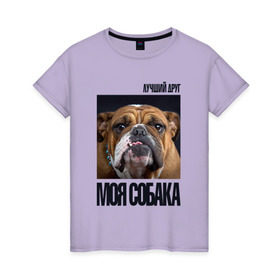 Женская футболка хлопок с принтом Английский бульдог в Екатеринбурге, 100% хлопок | прямой крой, круглый вырез горловины, длина до линии бедер, слегка спущенное плечо | drug | английский бульдог | порода | собака