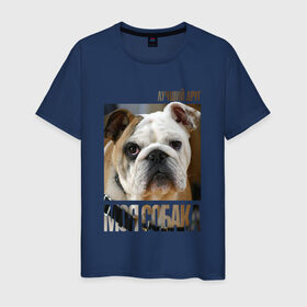 Мужская футболка хлопок с принтом Английский бульдог в Екатеринбурге, 100% хлопок | прямой крой, круглый вырез горловины, длина до линии бедер, слегка спущенное плечо. | drug | английский бульдог | порода | собака