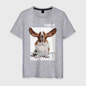 Мужская футболка хлопок с принтом Бассет-хаунд в Екатеринбурге, 100% хлопок | прямой крой, круглый вырез горловины, длина до линии бедер, слегка спущенное плечо. | Тематика изображения на принте: drug | бассет хаунд | порода | собака