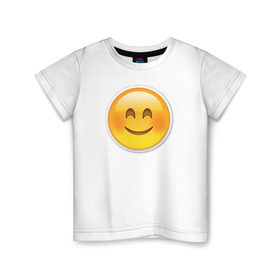 Детская футболка хлопок с принтом Смайл довольный в Екатеринбурге, 100% хлопок | круглый вырез горловины, полуприлегающий силуэт, длина до линии бедер | Тематика изображения на принте: media | позитив