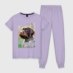 Женская пижама хлопок с принтом Дратхаар, лучший, друг, собака в Екатеринбурге, 100% хлопок | брюки и футболка прямого кроя, без карманов, на брюках мягкая резинка на поясе и по низу штанин | drug | дратхаар | порода | собака