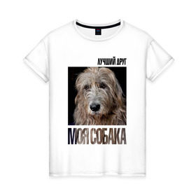 Женская футболка хлопок с принтом Ирландский волкодав в Екатеринбурге, 100% хлопок | прямой крой, круглый вырез горловины, длина до линии бедер, слегка спущенное плечо | drug | ирландский волкодав | порода | собака