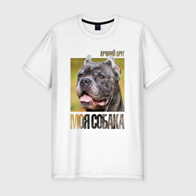 Мужская футболка премиум с принтом Канне корсо в Екатеринбурге, 92% хлопок, 8% лайкра | приталенный силуэт, круглый вырез ворота, длина до линии бедра, короткий рукав | drug | канне корсо | порода | собака
