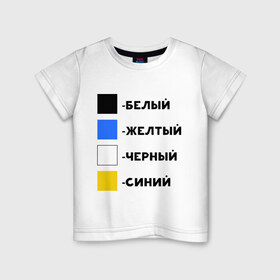 Детская футболка хлопок с принтом Восприятие цветов в Екатеринбурге, 100% хлопок | круглый вырез горловины, полуприлегающий силуэт, длина до линии бедер | бело зеленое | белый | восприятие цветов | желтый | золотой | какого цвета платье | оптическая иллюзия | платье | сине черное | синий | черный
