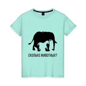 Женская футболка хлопок с принтом Сколько животных в Екатеринбурге, 100% хлопок | прямой крой, круглый вырез горловины, длина до линии бедер, слегка спущенное плечо | слон
