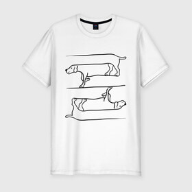 Мужская футболка премиум с принтом Собака в Екатеринбурге, 92% хлопок, 8% лайкра | приталенный силуэт, круглый вырез ворота, длина до линии бедра, короткий рукав | восприятие | иллюзия | оптическая иллюзия | собака