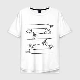 Мужская футболка хлопок Oversize с принтом Собака в Екатеринбурге, 100% хлопок | свободный крой, круглый ворот, “спинка” длиннее передней части | восприятие | иллюзия | оптическая иллюзия | собака