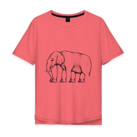 Мужская футболка хлопок Oversize с принтом Сколько ног у слона в Екатеринбурге, 100% хлопок | свободный крой, круглый ворот, “спинка” длиннее передней части | Тематика изображения на принте: слон