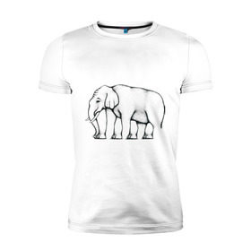Мужская футболка премиум с принтом Сколько ног у слона в Екатеринбурге, 92% хлопок, 8% лайкра | приталенный силуэт, круглый вырез ворота, длина до линии бедра, короткий рукав | Тематика изображения на принте: слон