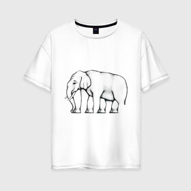 Женская футболка хлопок Oversize с принтом Сколько ног у слона в Екатеринбурге, 100% хлопок | свободный крой, круглый ворот, спущенный рукав, длина до линии бедер
 | слон