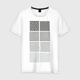 Мужская футболка хлопок с принтом Illusion grey в Екатеринбурге, 100% хлопок | прямой крой, круглый вырез горловины, длина до линии бедер, слегка спущенное плечо. | восприятие | иллюзии | мозг | обман зрения | оптическая | цвет