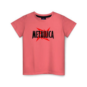Детская футболка хлопок с принтом Metallica logo в Екатеринбурге, 100% хлопок | круглый вырез горловины, полуприлегающий силуэт, длина до линии бедер | Тематика изображения на принте: 