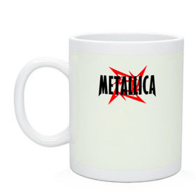 Кружка с принтом Metallica logo в Екатеринбурге, керамика | объем — 330 мл, диаметр — 80 мм. Принт наносится на бока кружки, можно сделать два разных изображения | Тематика изображения на принте: 