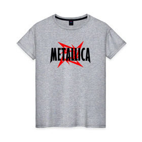Женская футболка хлопок с принтом Metallica logo в Екатеринбурге, 100% хлопок | прямой крой, круглый вырез горловины, длина до линии бедер, слегка спущенное плечо | Тематика изображения на принте: 