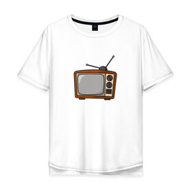 Мужская футболка хлопок Oversize с принтом Retro телевизор в Екатеринбурге, 100% хлопок | свободный крой, круглый ворот, “спинка” длиннее передней части | ссср | телевизор
