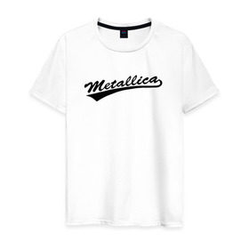 Мужская футболка хлопок с принтом Metallica (Yankees font) в Екатеринбурге, 100% хлопок | прямой крой, круглый вырез горловины, длина до линии бедер, слегка спущенное плечо. | металлика