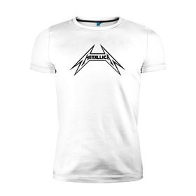 Мужская футболка премиум с принтом логотип Metallica в Екатеринбурге, 92% хлопок, 8% лайкра | приталенный силуэт, круглый вырез ворота, длина до линии бедра, короткий рукав | металлика