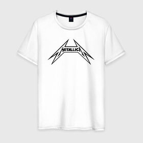 Мужская футболка хлопок с принтом логотип Metallica в Екатеринбурге, 100% хлопок | прямой крой, круглый вырез горловины, длина до линии бедер, слегка спущенное плечо. | металлика