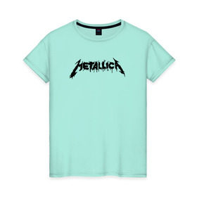 Женская футболка хлопок с принтом Metallica painted logo в Екатеринбурге, 100% хлопок | прямой крой, круглый вырез горловины, длина до линии бедер, слегка спущенное плечо | металлика