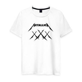 Мужская футболка хлопок с принтом 30-летие группы Металлика в Екатеринбурге, 100% хлопок | прямой крой, круглый вырез горловины, длина до линии бедер, слегка спущенное плечо. | xxx | тридцать | ххх | юбилей