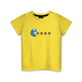 Детская футболка хлопок с принтом Печеньки в Екатеринбурге, 100% хлопок | круглый вырез горловины, полуприлегающий силуэт, длина до линии бедер | pacman | игра | монстр | улица сезам