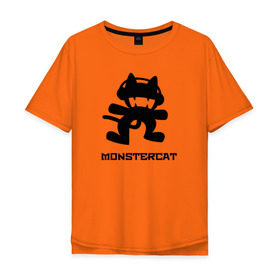 Мужская футболка хлопок Oversize с принтом Monstercat в Екатеринбурге, 100% хлопок | свободный крой, круглый ворот, “спинка” длиннее передней части | 