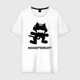 Мужская футболка хлопок с принтом monstercat в Екатеринбурге, 100% хлопок | прямой крой, круглый вырез горловины, длина до линии бедер, слегка спущенное плечо. | Тематика изображения на принте: 