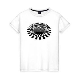 Женская футболка хлопок с принтом 3d дыра оптическая иллюзия в Екатеринбурге, 100% хлопок | прямой крой, круглый вырез горловины, длина до линии бедер, слегка спущенное плечо | 3д | дыра | иллюзия | оптическая