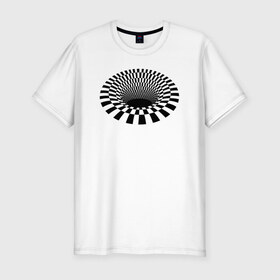 Мужская футболка премиум с принтом 3d дыра оптическая иллюзия в Екатеринбурге, 92% хлопок, 8% лайкра | приталенный силуэт, круглый вырез ворота, длина до линии бедра, короткий рукав | 3д | дыра | иллюзия | оптическая