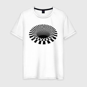 Мужская футболка хлопок с принтом 3d дыра оптическая иллюзия в Екатеринбурге, 100% хлопок | прямой крой, круглый вырез горловины, длина до линии бедер, слегка спущенное плечо. | Тематика изображения на принте: 3д | дыра | иллюзия | оптическая