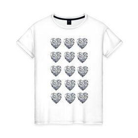 Женская футболка хлопок с принтом Бриллианты в Екатеринбурге, 100% хлопок | прямой крой, круглый вырез горловины, длина до линии бедер, слегка спущенное плечо | россыпь бриллиантовбриллианты