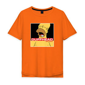 Мужская футболка хлопок Oversize с принтом Homer Duffhead в Екатеринбурге, 100% хлопок | свободный крой, круглый ворот, “спинка” длиннее передней части | gomer | барт | симпсонs | симпсоны