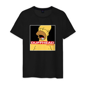 Мужская футболка хлопок с принтом Homer Duffhead в Екатеринбурге, 100% хлопок | прямой крой, круглый вырез горловины, длина до линии бедер, слегка спущенное плечо. | gomer | барт | симпсонs | симпсоны
