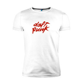 Мужская футболка премиум с принтом Daft punk в Екатеринбурге, 92% хлопок, 8% лайкра | приталенный силуэт, круглый вырез ворота, длина до линии бедра, короткий рукав | логотип группы daft punk.@