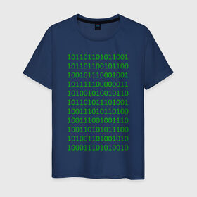 Мужская футболка хлопок с принтом Двоичный код в Екатеринбурге, 100% хлопок | прямой крой, круглый вырез горловины, длина до линии бедер, слегка спущенное плечо. | двоичный код