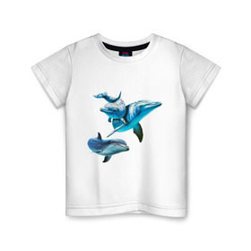 Детская футболка хлопок с принтом Дельфины в Екатеринбурге, 100% хлопок | круглый вырез горловины, полуприлегающий силуэт, длина до линии бедер | Тематика изображения на принте: die antwoord